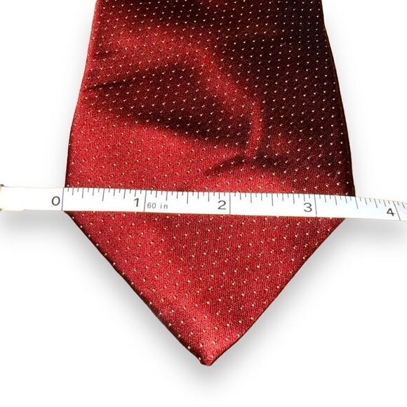 Dolcepunta Red & White Polkadot Handmade in Italy Silk Tie - Picture 2 of 7